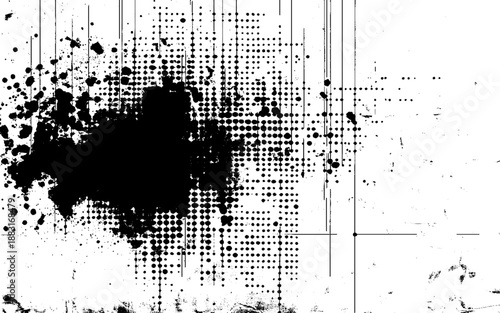 Monochrome Halftone Noise Texture. Creative Grunge Halftone Pattern Design
