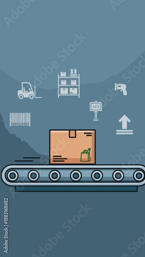 Streamlined Logistics Conveyor System Depicting Package Processing and Distribution Efficiency