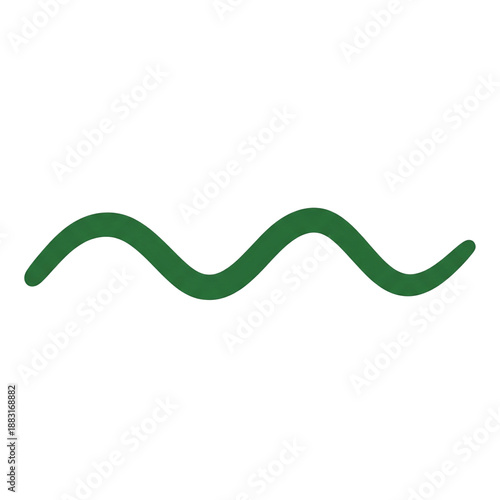 Abstract green wavy line isolated on a white background, representing a simple and fluid motion or waveform concept, perfect for graphic design