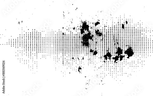 Minimal Black and White Halftone Noise Overlay. Urban Distress Halftone Texture Background