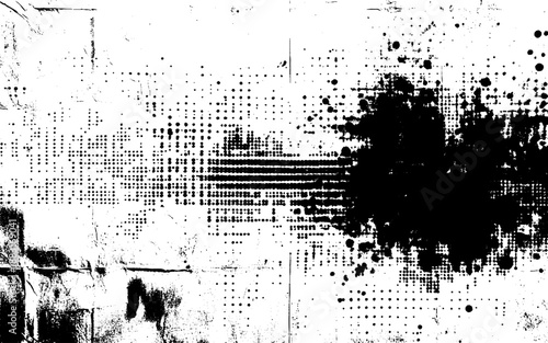 Minimal Black and White Halftone Noise Overlay. Rough Urban Halftone Dots Background. Vector Design.
