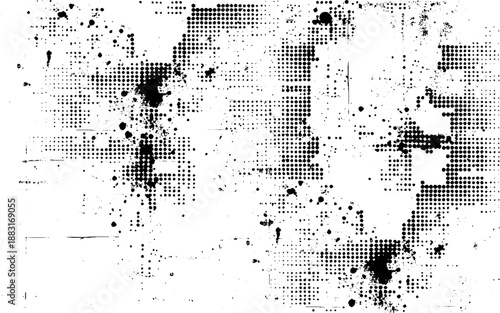 Rough Grunge Halftone Print Texture. 