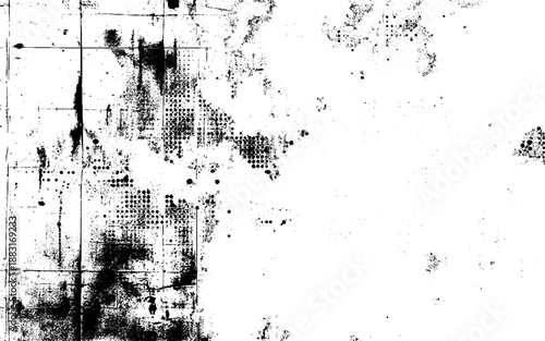 Vintage Grunge Halftone Pattern Texture. Black Ink Halftone Dots Abstract Background. Vector Design.