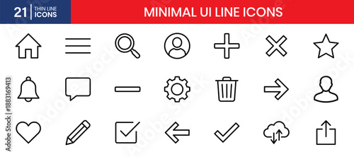 Minimal UI Line Thin Icon Set