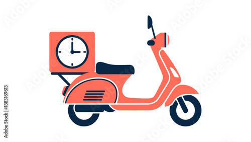 Timed Scooter Delivery: Speedy Transportation Icon with Clock-Shaped Packaging