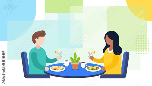 Two Individuals Enjoying Meal Together At A Restaurant Setting With Delightful Food