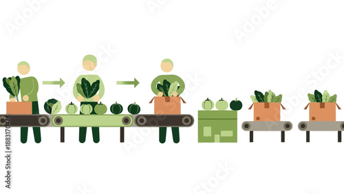 Vegetable Processing and Packaging: Workflow Depiction of the Food Production Chain