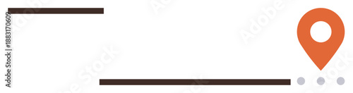 Navigation, geolocation services, travel planning, location tracking, digital mapping, route optimization. A map marker icon with lines signifying pathways. Navigation and geolocation services