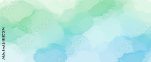 Pastel watercolor texture background in shades of mint green turquoise and light blue blend
