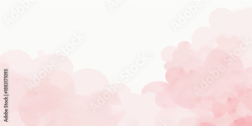 Romantic pink sky wallpaper featuring a bright cloud pattern and heart vector illustration for a Valentine's Day holiday card design