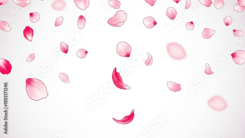 Falling pink cherry blossom petals delicate floral elements for spring decoration and romantic design isolated on white background