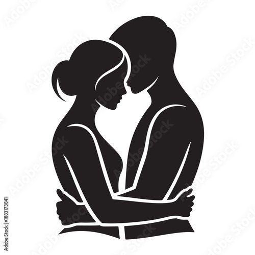 silhouette couple hugging intimately with heads touching tenderly in affectionate embrace romantic moment love affection relationship togetherness companionship on transparent background