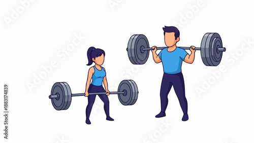 Two people, a man and a woman, lifting weights during exercise