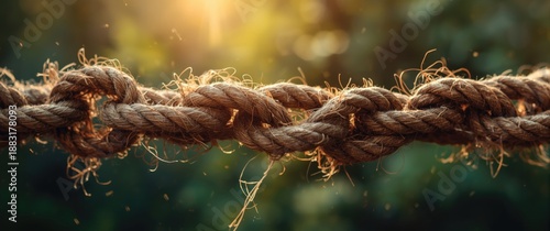Ropes linked together to form a connected group as an unbreakable chain symbolizing community trust and faith metaphor and learning