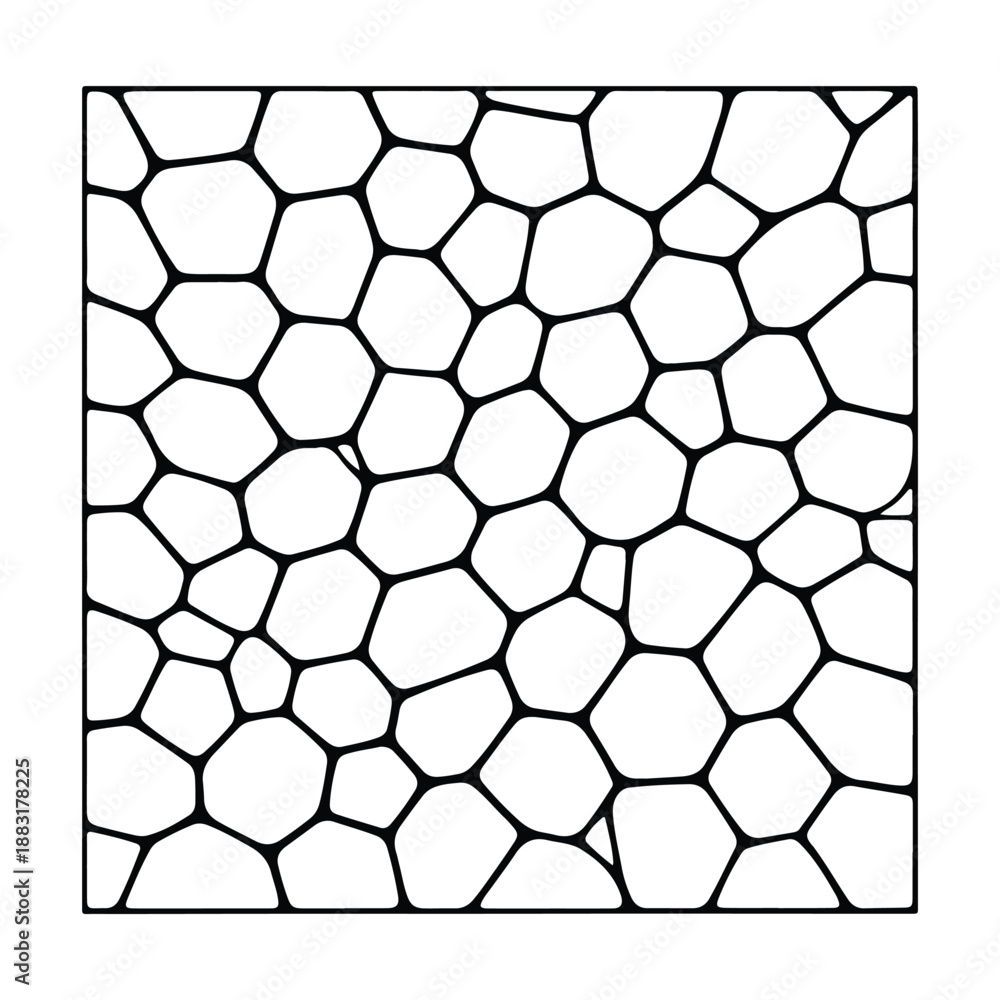 Obraz premium Voronoi with Strong Border Frame illustration, Organic Cell Mosaic Clipart, Abstract Geometric Pattern, Mosaic Pattern, Seamless Line Art 