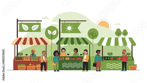 Vibrant Farmers Market Scene Showcasing Fresh Produce And Community Gathering in Town