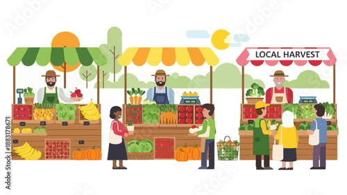 Vibrant Farmers Market Scene Showcasing Fresh Produce And Community Gathering Spot