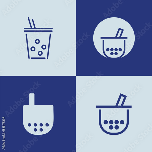 Colorful Simple Boba Drink Logo Bundle with Creative Style for Bubble Tea Shop, Cafe, and Beverage Branding