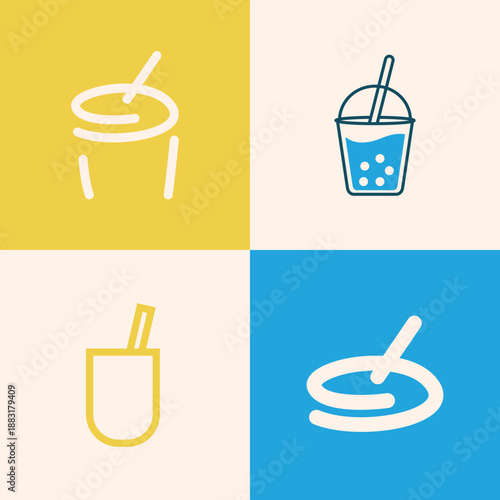 Colorful Simple Boba Drink Logo Bundle with Creative Style for Bubble Tea Shop, Cafe, and Beverage Branding