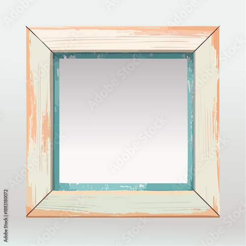 Cadre en bois vintage érodé avec peinture blanche – texture artistique et rustique