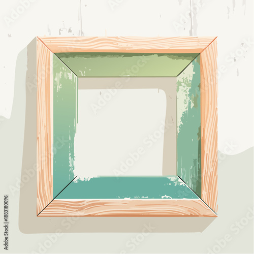 Cadre en bois vintage érodé avec peinture blanche – texture artistique et rustique