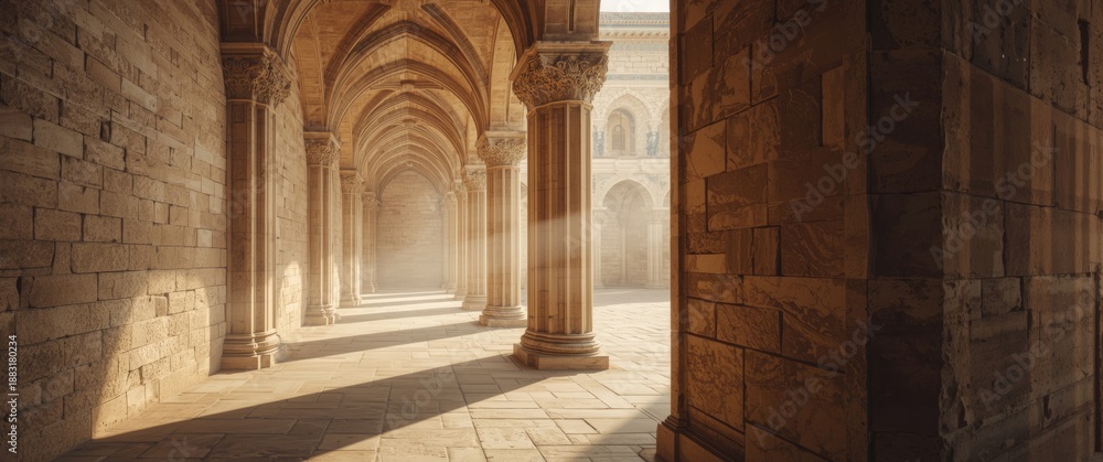 Obraz premium Corridor with Columns in Jerusalem