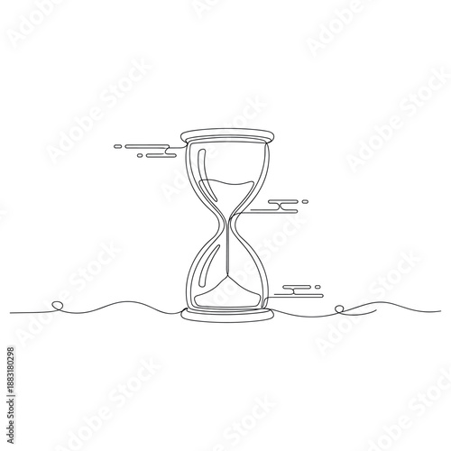 Minimalist hourglass drawing: time passing symbolized by line art. No editable strokes