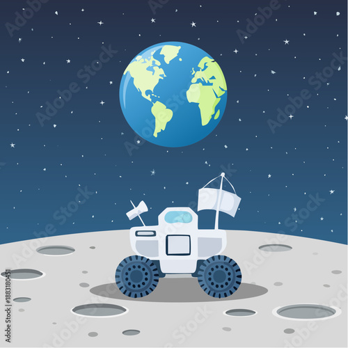 Rover lunaire futuriste sur la Lune – exploration spatiale et technologie