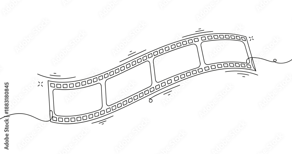 Fototapeta premium Black and white sketch of abstract film strip design. No editable strokes