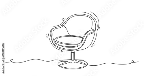 Sleek modern swivel chair line drawing. No editable strokes