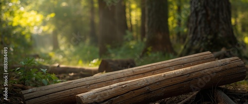 Massive broken timber in the woods