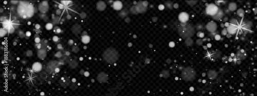 Falling snowflakes overlay with transparent white snow and sparkle for winter background. Realistic effect with glitter frost on cold night sky. Vector isolated png snowy texture ice