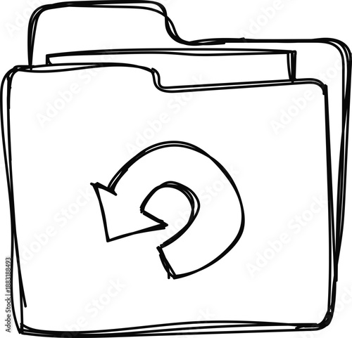 Colorful  crayon marker hand drawn folder icon 