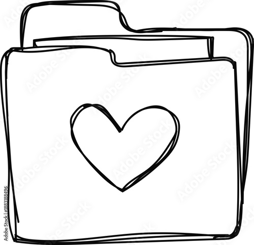 Colorful  crayon marker hand drawn folder icon 