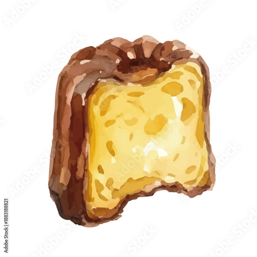 Watercolor-style cannelé illustration／カヌレ・スイーツ