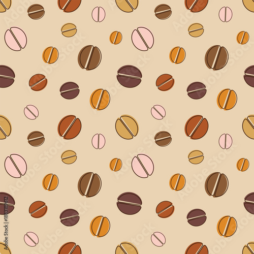 Coffee bean pattern with seamless grunge effect for coffee shop background, cafe decoration, dining venues and culinary events. for a coffee themed greeting card. for coffee-themed fabric motifs