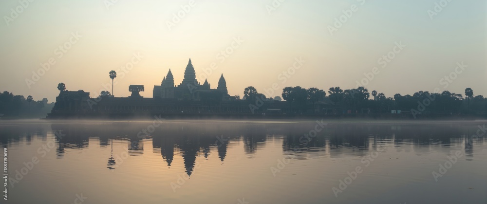 Naklejka premium Siem Reap's Angkor Wat temple, the biggest religious monument on Earth