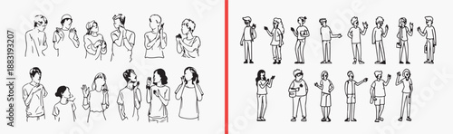 Family People Character Portrait Collection Art, Hand Drawn Parent Child Sketch Design Vector, Diverse Family Member Doodle Clipart Bundle Art, Happy Together Graphics Bundle Stock Set Art, Loving Fam