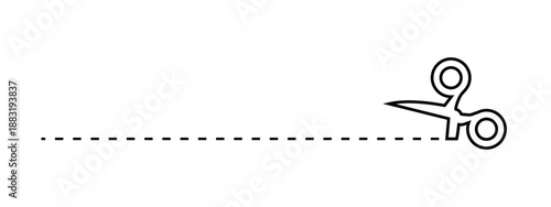 Simple scissors and Cut lines with scissors. Scissors icon with cutting dotted line. Scissors for cutting symbol for apps and websites. Cut here symbol.