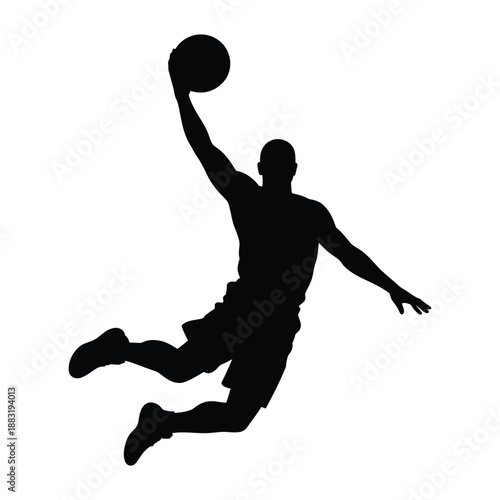  Dynamic Basketball Player Dunking Silhouette Icon