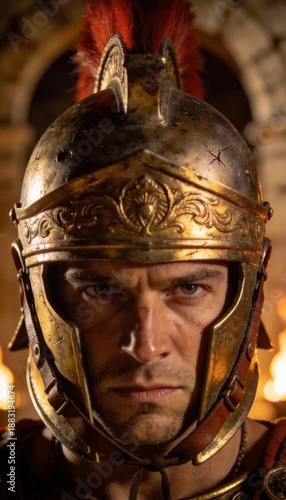 Portrait eines Gladiators mit goldenem Helm