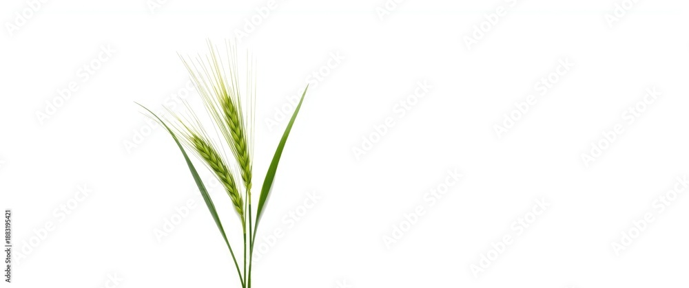 Fototapeta premium White background with green wheat illustration