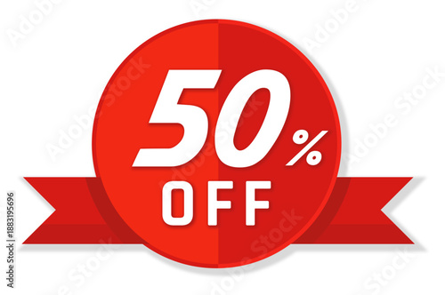 Red discount label vector, A 3d red discount label and sale tag icon featuring a percent symbol designed as a retail business sign for a web shop store button to buy a shopping offer at a lower price