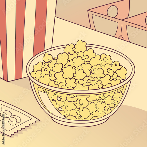 Bowl of Delicious Popcorn Ready for Movie Night