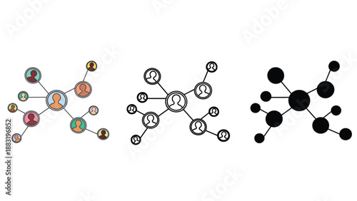 A network of people connected by lines and nodes in a social structure