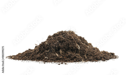 Canvas Print pile peat moss soil isolated on a white background