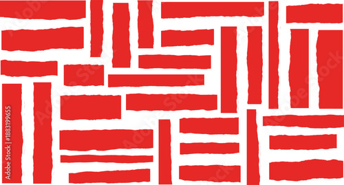 Red grunge brush stroke texture vector set. Rough paint rectangles and abstract blocks for banners, posters, frames and modern creative background designs.