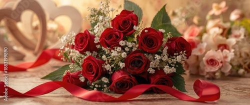 Red roses as Valentine's Day backdrop