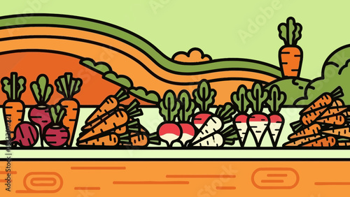 Vibrant Vegetable Harvest: A Colorful Illustration of Farm Fresh Produce