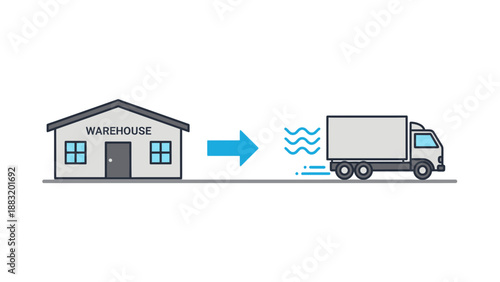 Warehouse Logistics and Goods Transport Concept with Truck Delivering Packages